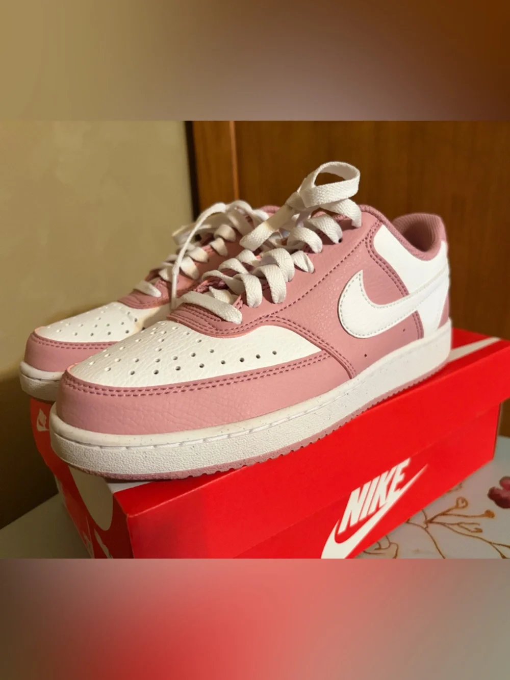 Nike Women's Pink and White Low-Top Athletic Sneakers - Picture 1 of 4